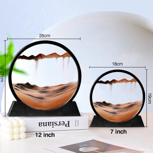 Moving Sand Art Picture Round Glass 3D Hourglass Deep Sea Sandscape In Motion